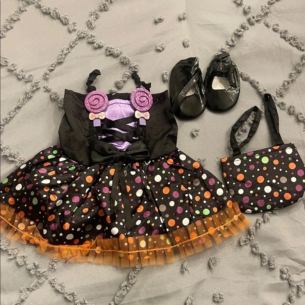 Polka Dot Witch Costume dress shoes bag for 18 inch dolls new